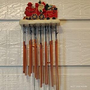 VINTAGE SANTA ON TRAIN WIND CHIMES CHRISTMAS SANTA EXPRESS‎ HAND PAINTED